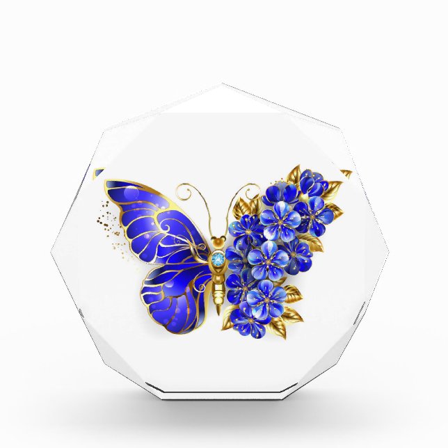 Flower Sapphire Butterfly Photo Block (Front)