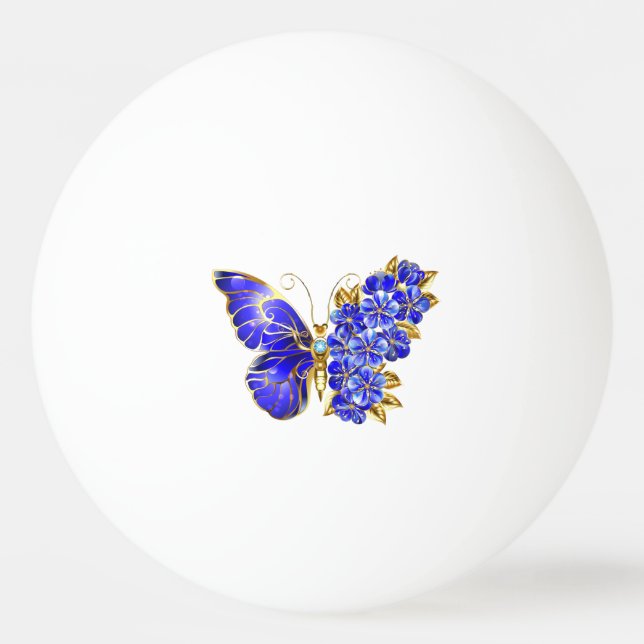 Flower Sapphire Butterfly Ping Pong Ball (Front)