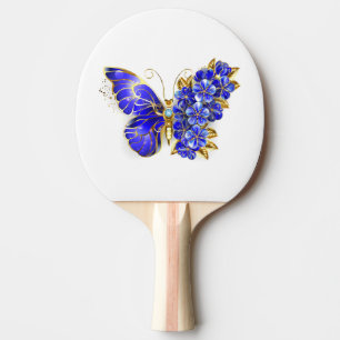 Flower Sapphire Butterfly Ping Pong Paddle