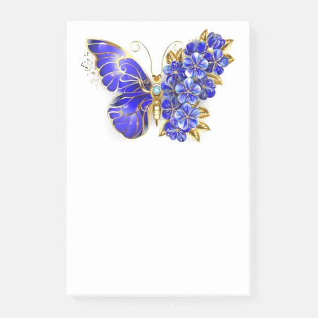 Flower Sapphire Butterfly Post-it Notes (Front)