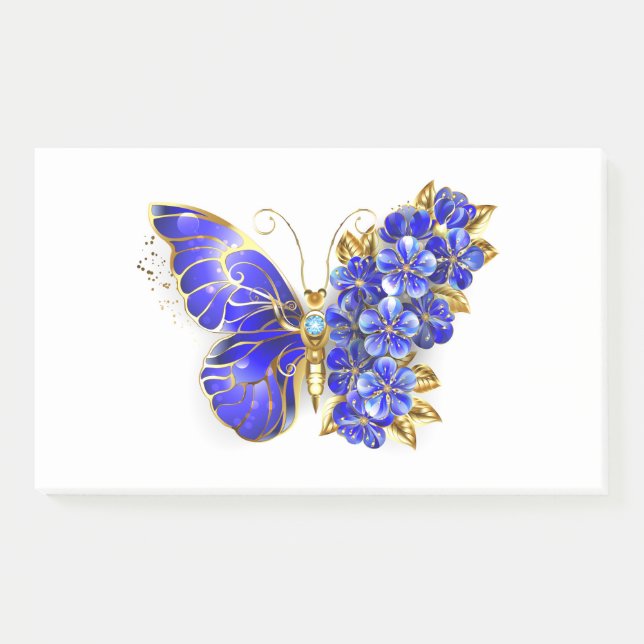 Flower Sapphire Butterfly Post-it Notes (Front)