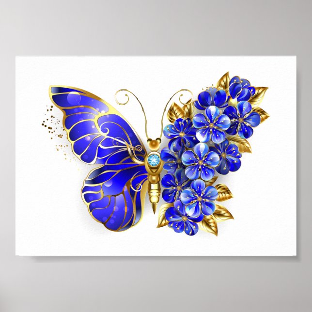 Flower Sapphire Butterfly Poster (Front)