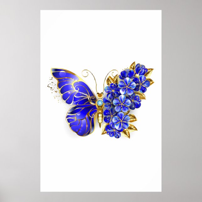 Flower Sapphire Butterfly Poster (Front)