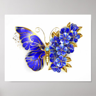 Flower Sapphire Butterfly Poster