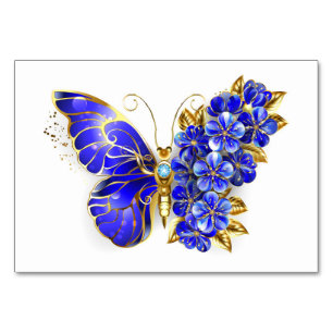 Flower Sapphire Butterfly Table Number