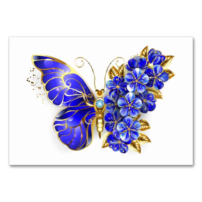 Flower Sapphire Butterfly Table Number (Front)
