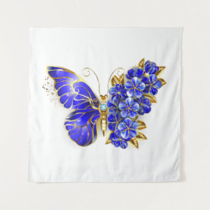Flower Sapphire Butterfly Tapestry