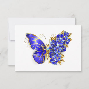 Flower Sapphire Butterfly Thank You Card