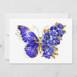 Flower Sapphire Butterfly Thank You Card
