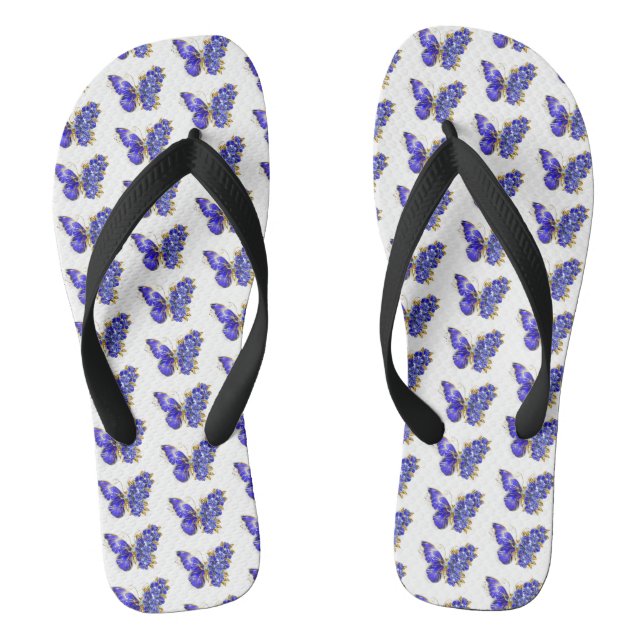 Flower Sapphire Butterfly Thongs (Footbed)