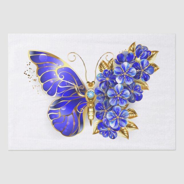 Flower Sapphire Butterfly Tissue Paper (Front)