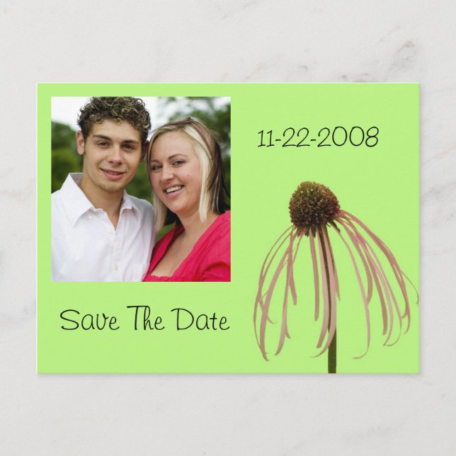 Flower save the date! announcement postcard (Front)