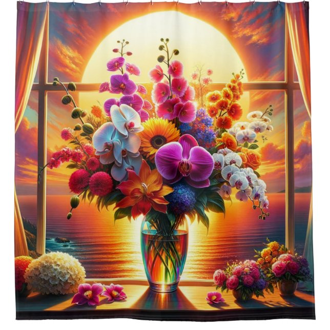 Flower Scene Shower Curtain (Front)