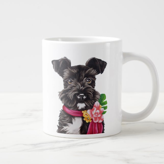 Flower Schnauzer Large Coffee Mug (Right)