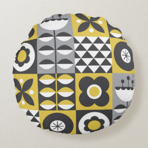 Flower seamless pattern design. Scandinavian style Round Cushion
