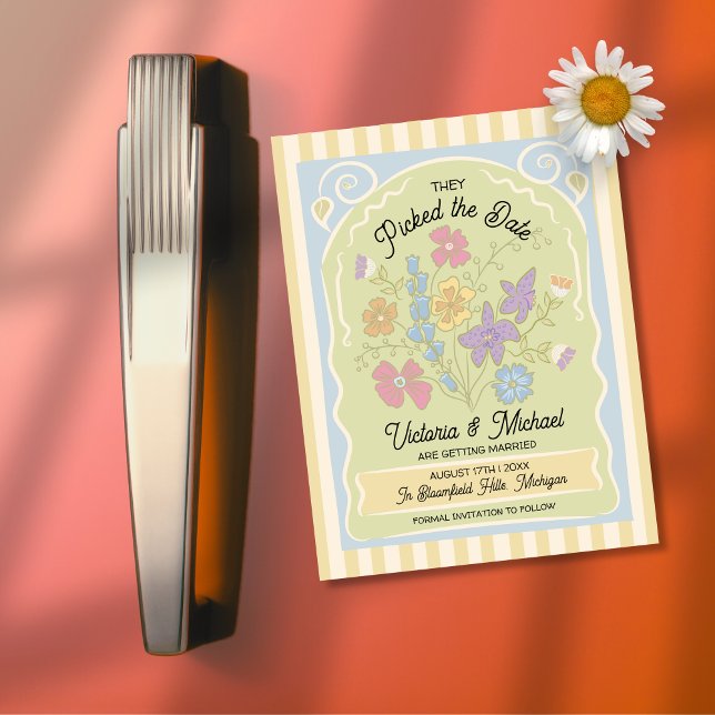 Flower Seed Packet Hand Drawn Save the Date Magnetic Invitation (Creator Uploaded)