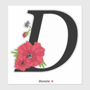 Flower set, monogram D, letter D,  flowers, monogr