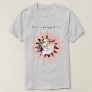 Flower Shape Custom Photo Bright Pink Template T-Shirt