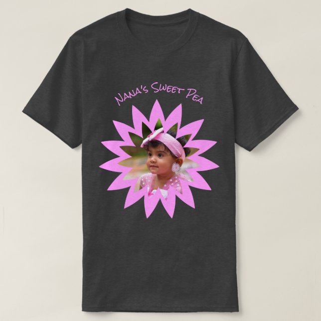 Flower Shape Custom Photo Bright Pink Template T-Shirt (Design Front)