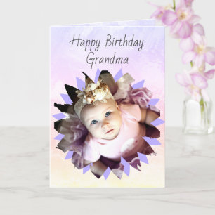 Flower Shape Custom Photo Pastel Watercolor Card