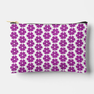 Flower Shape Plaid Pink Purple Accessory Pouch