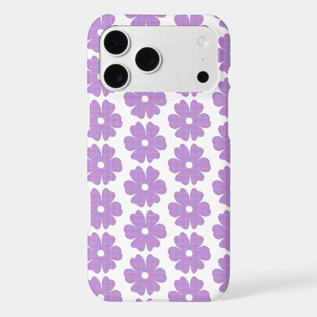 Flower Shape Plaid Pink Purple iPhone Slim Case (Back)