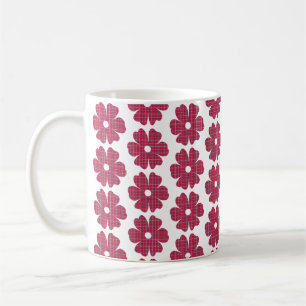 Flower Shape Plaid Red Pink Coffee Mug