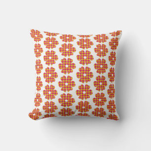Flower Shape Plaid Yellow Orange Pink Cushion