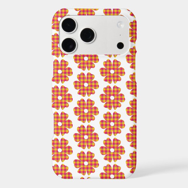 Flower Shape Plaid Yellow Orange Pink iPhone Case (Back)