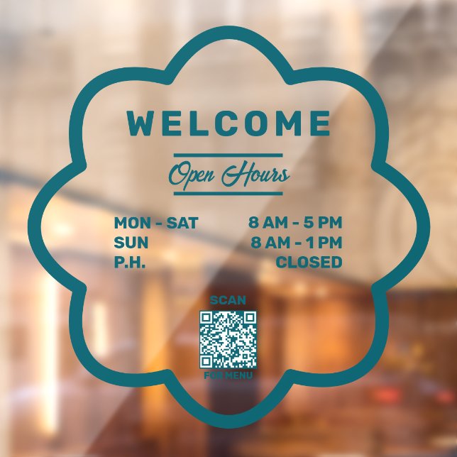Flower Shape QR Code Welcome Open Hours Door (Sheet 2)