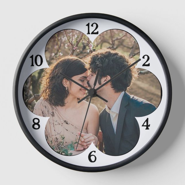 Flower Shaped Floral Easy Custom Photo Template Clock (Front)
