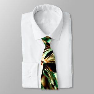 Flower-shaped metallic green stripes, shiny sepia  tie