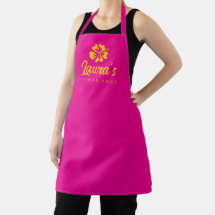 Flower shop apron with Hibiscus floral logo