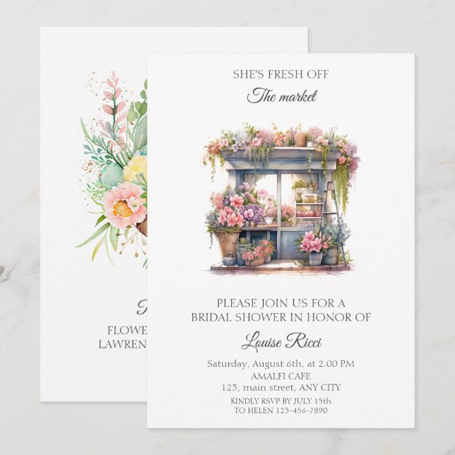 Flower Shop Bridal Shower Invitation (Front/Back)