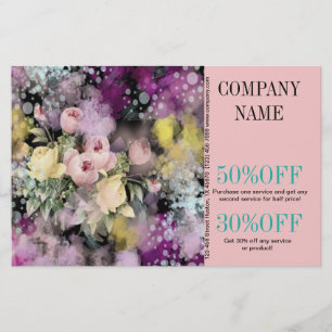 Flower shop Florist watercolor pink floral Flyer