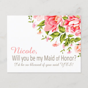 Flower Shower Will You Be My Maid of Honour?   pin Invitation