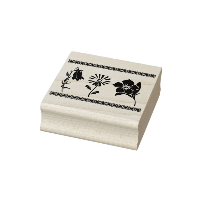 flower silhouette border art stamp (Stamp)