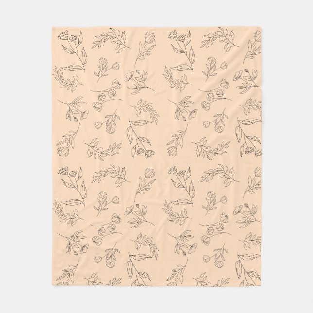 Flower silhouette pattern fleece blanket (Front)