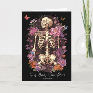 Flower Skeleton Dry Bones Come Alive, Retro Enchan Card