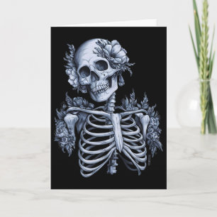 Flower Skeleton Floral Skull Halloween Gothic Occu Card
