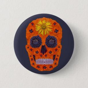Flower Skull 1 6 Cm Round Badge