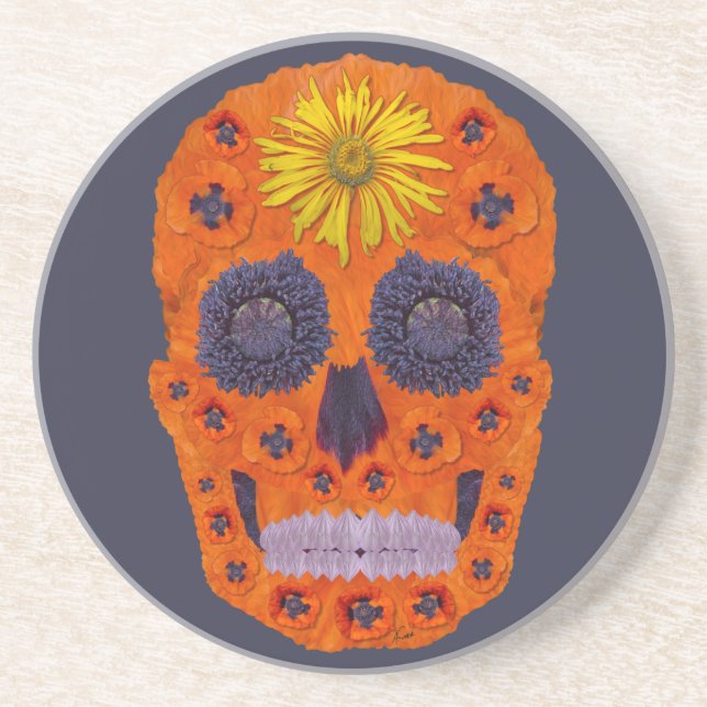 Flower Skull 1 Coaster (Front)