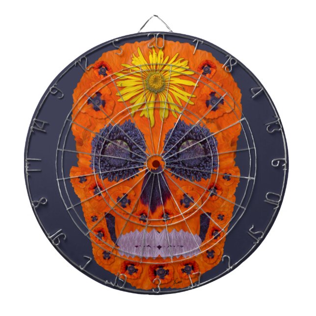 Flower Skull 1 Dartboard (Front)