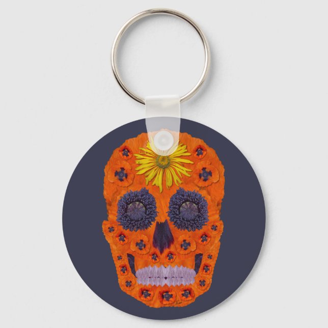 Flower Skull 1 Key Ring (Front)