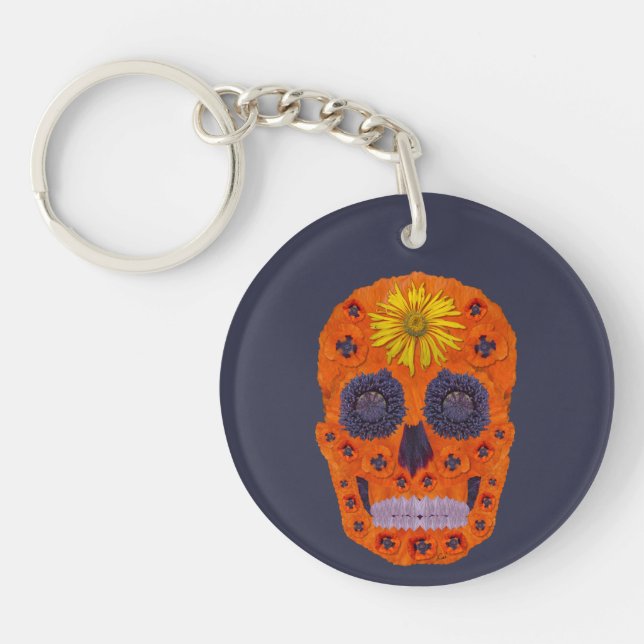 Flower Skull 1 Key Ring (Front)