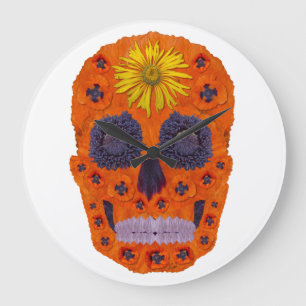 Flower Skull 1 Large Clock