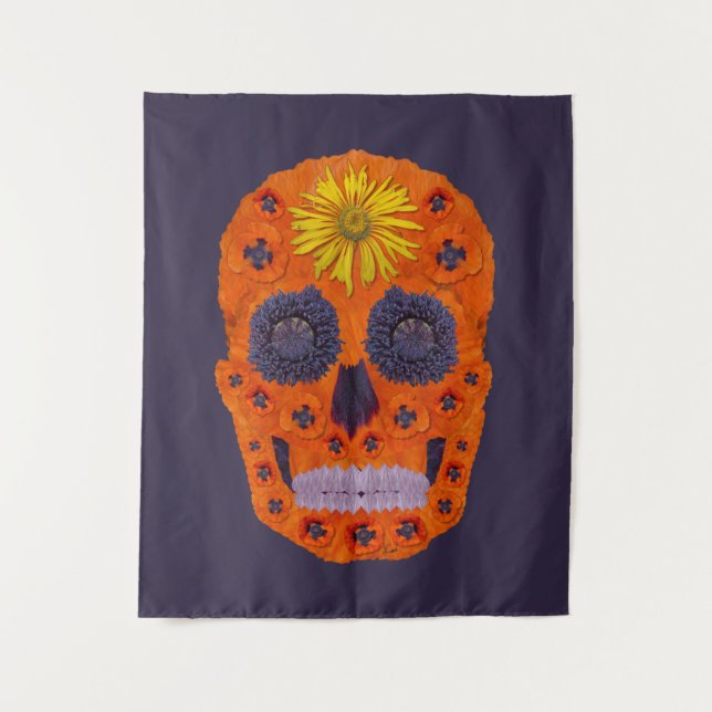Flower Skull 1 Tapestry (Front)