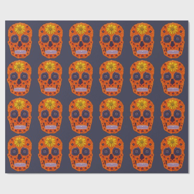 Flower Skull 1 Wrapping Paper (Flat)