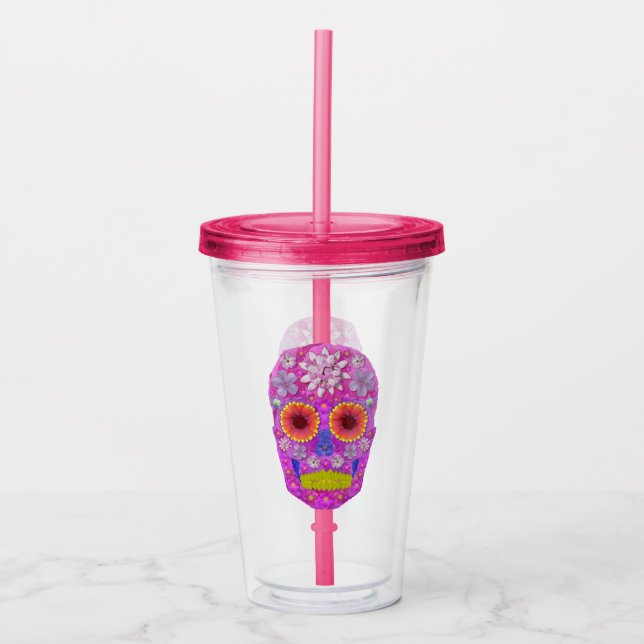 Flower Skull 2 Acrylic Tumbler (Front)