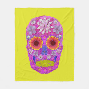 Flower Skull 2 Fleece Blanket